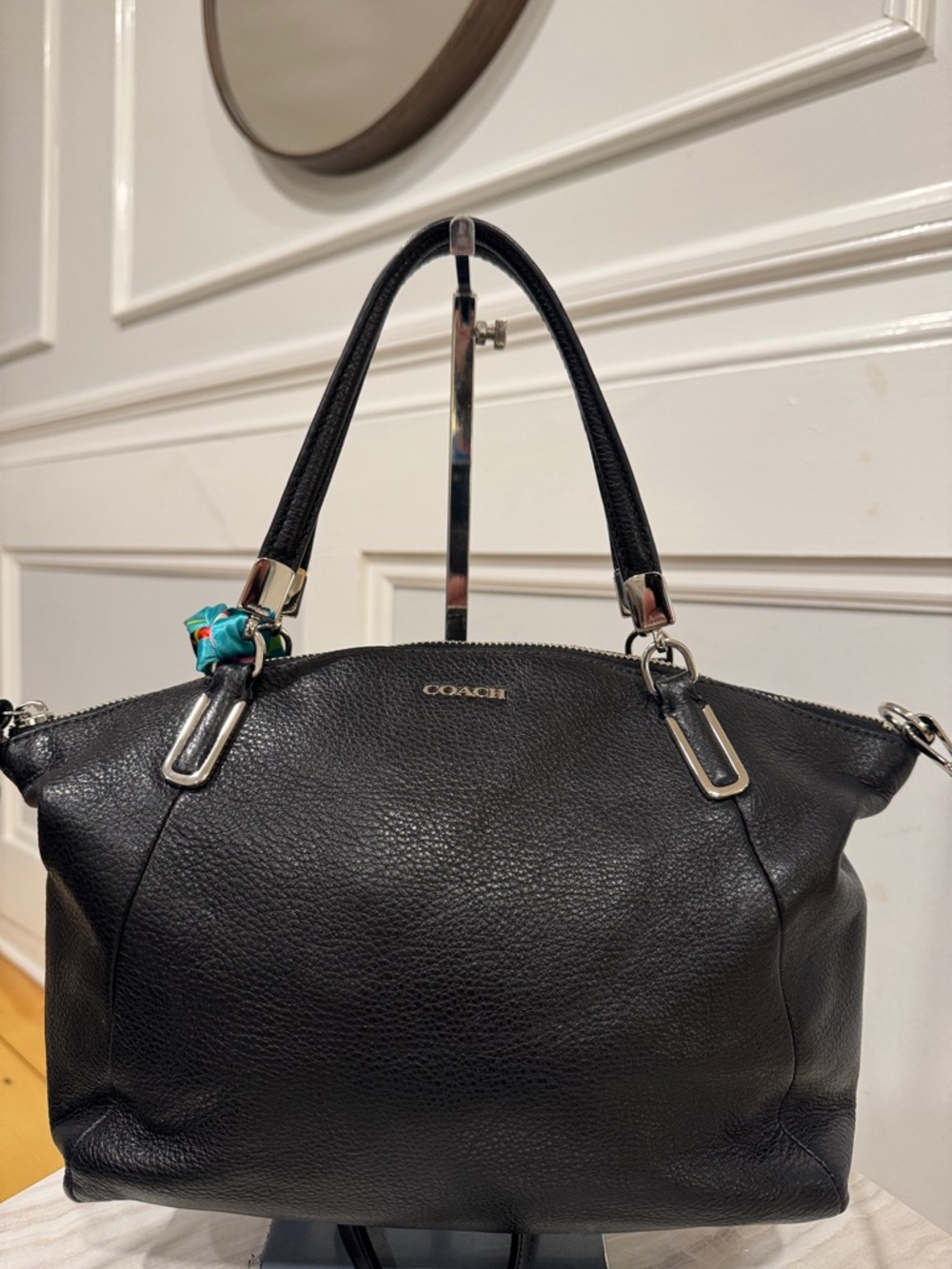 Coach Bag Madison Kelsey Small Black Pebbled Leather Satchel Crossbody Bag - Picture 5 of 17